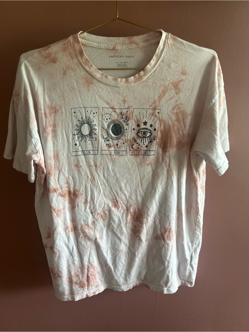 American Eagle Pink and White Tie-Dye Tarot Graphic Tee